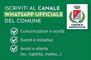 Attivo il Canale WhatsApp del Comune di Monteu da Po