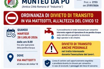 Chiusura temporanea di via Matteotti per intervento urgente sulla rete idrica