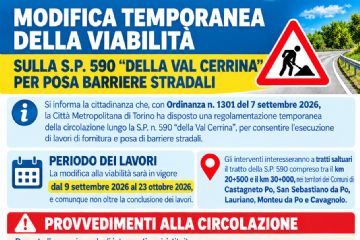Modifica temporanea della viabilità sulla S.P. 590 “della Val Cerrina” per posa barriere stradali